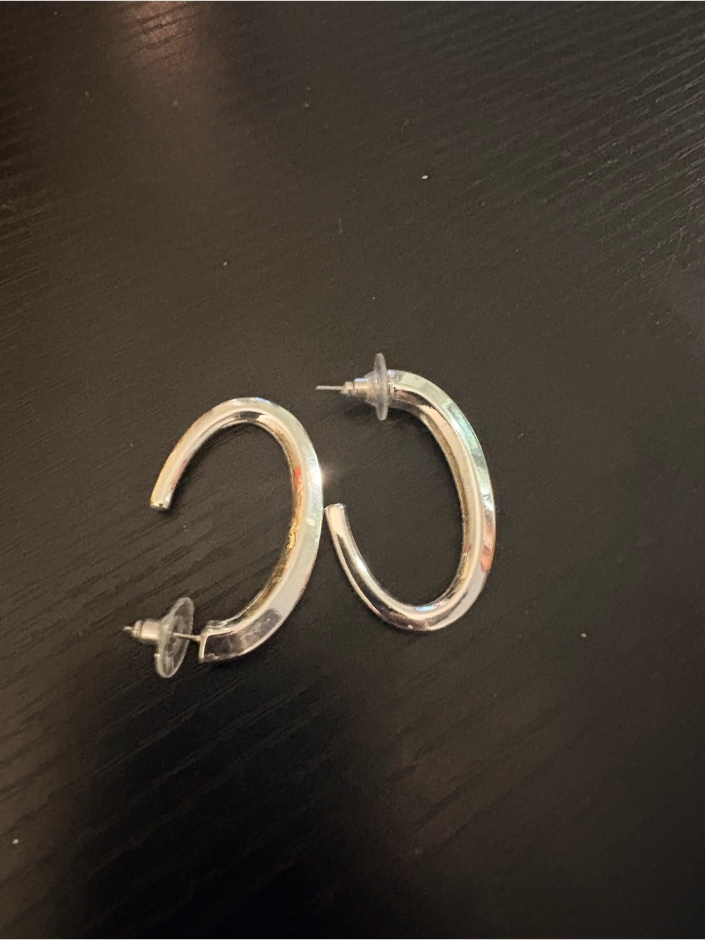 Classic Silver Open Hoop Earrings - Women Jewelry - Picture 2 of 2